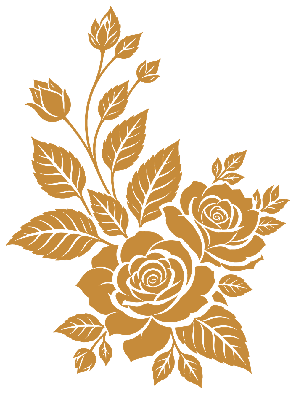 The standalone floral artwork in flat gold
