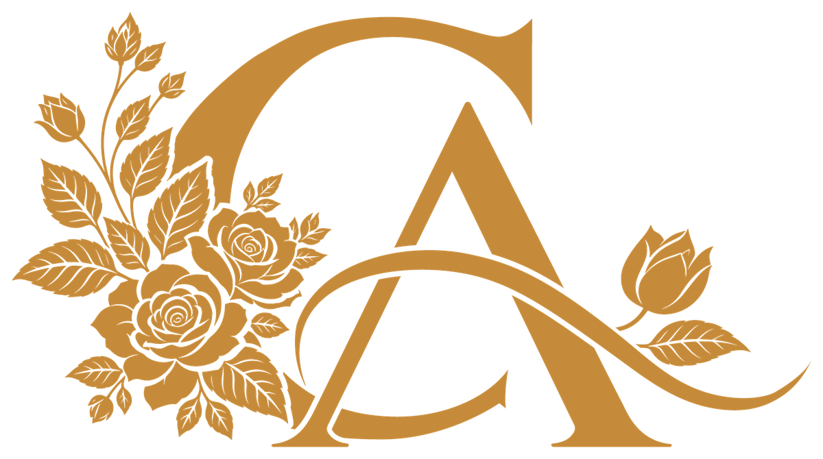 The floral CA monogram in gold